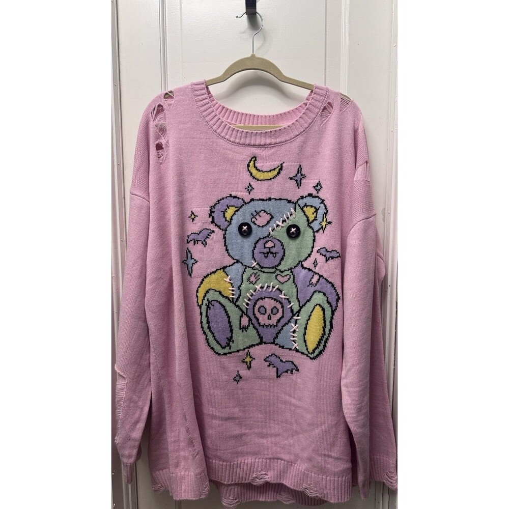 Trickz N Treatz Oversized Sweater Dress Goth 90s Grunge EMO Punk Distressed 3X
